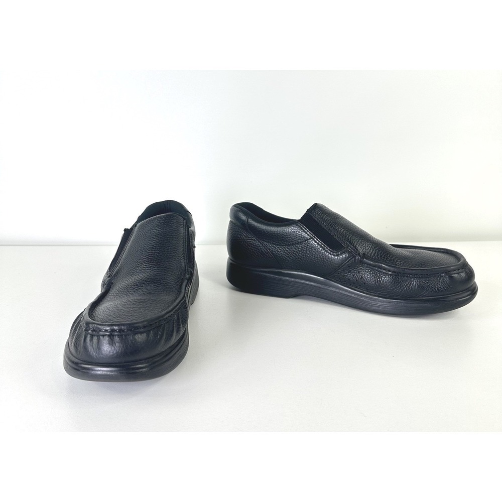SAS Side Gore Black Leather Slip-On Shoes Comfort Loafer Made USA Men's 10.5 S